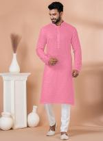 Georgette Flamingo Pink Festival Wear Sequins Work Readymade Kurta Pajama